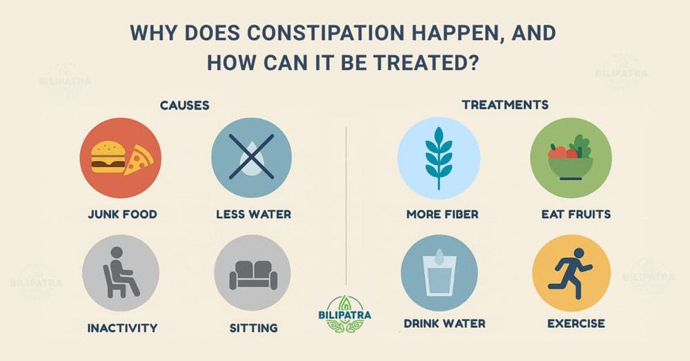 Why does constipation happen, and how can it be treated?