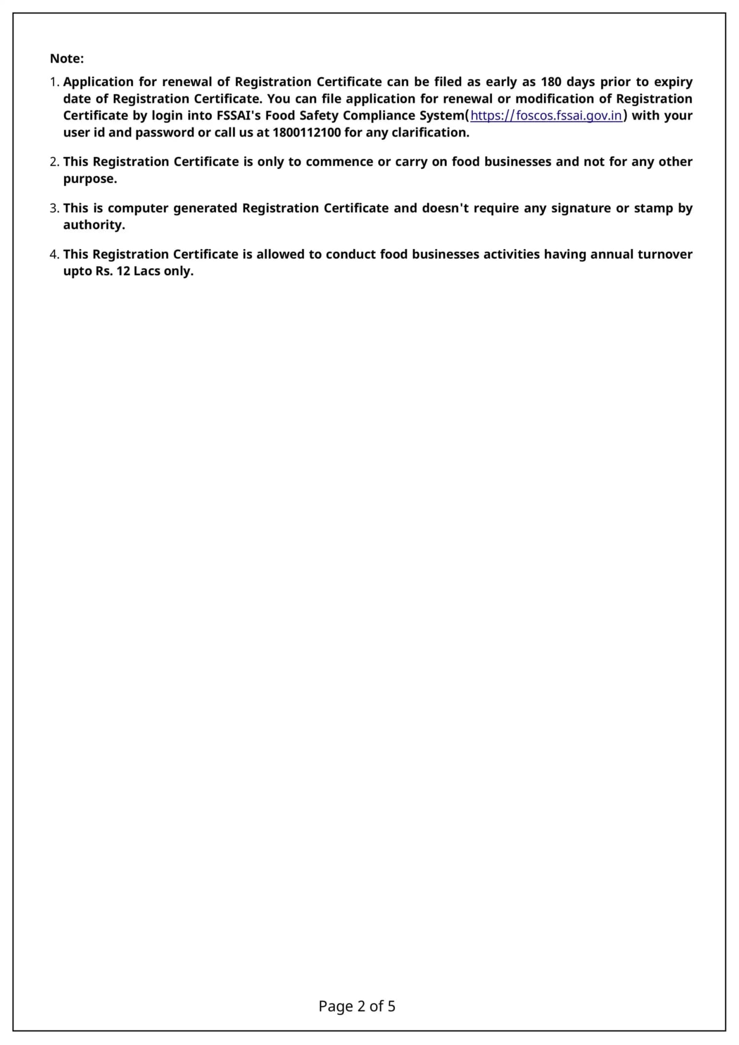 FSSAI License - FSSAI License — Annexure Page 2